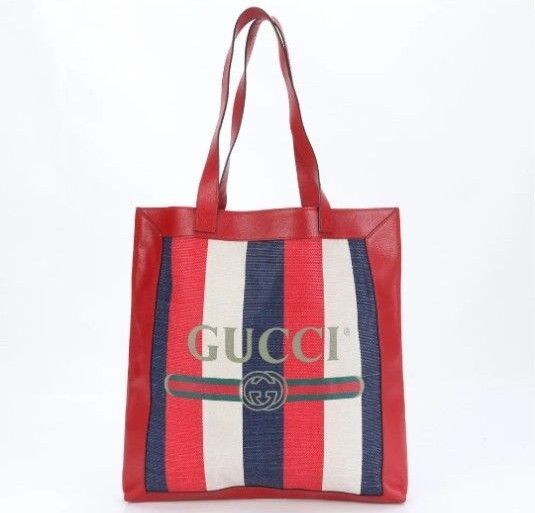 GUCCI グッチ トリコロール ハンドバッグ レザー キャンパス バッグ A4 トートバッグ レディース メンズ