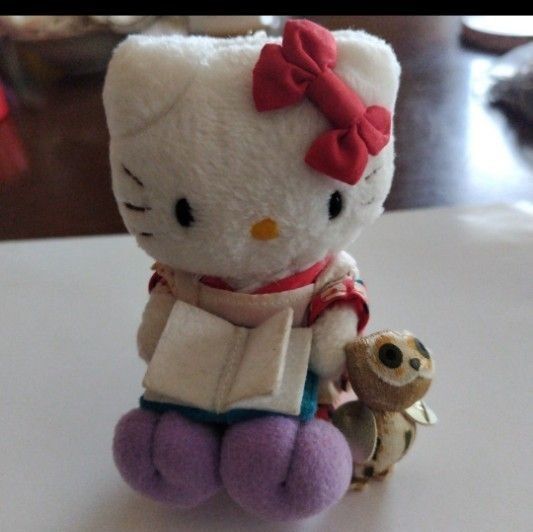 激レア☆池袋物語 ハローキティマスコット☆サンリオ☆フクロウ☆和風キティ☆レトロ ぬいぐるみ ねこ