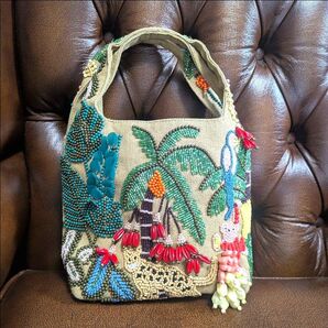 【完売品】ザラ zara ビーズ ハンド バッグ ベージュ