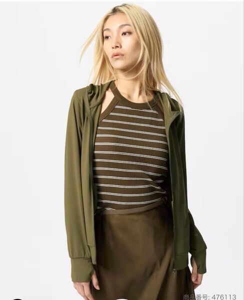 エアリズムUV カットフルジップパーカ カラーOLIVE サイズM ユニクロ新品タグ付き