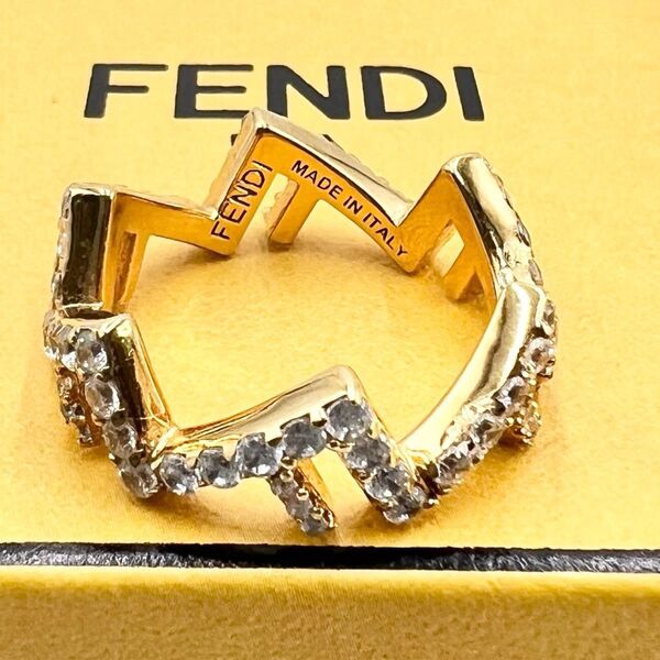 FENDI★ファイブリング ラインストーン 箱付き 美品