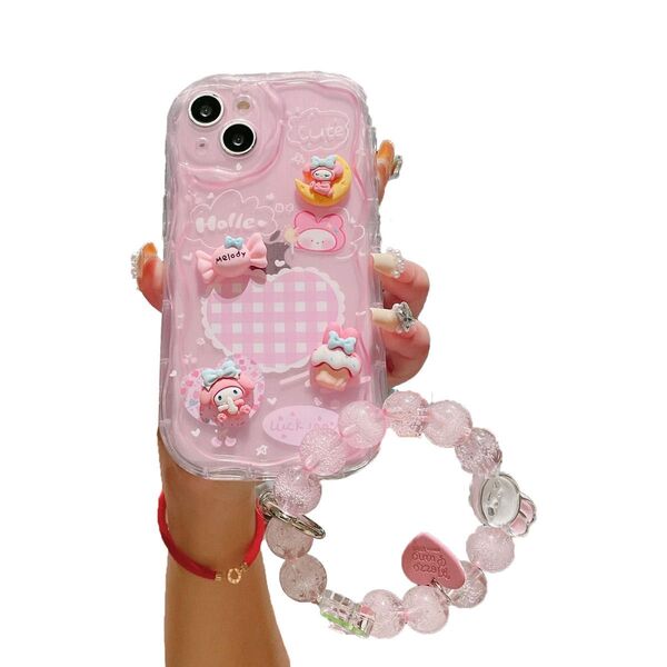 マイメロディ スマホケース iPhone13 スマホストラップ付属