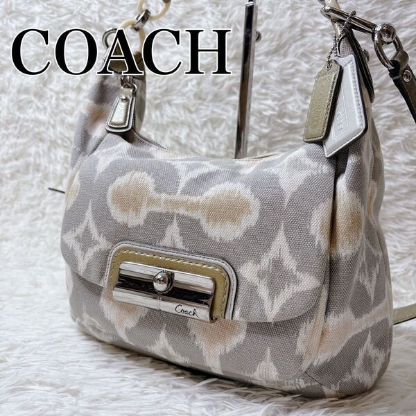 美品 coach コーチ ショルダーバッグ 2way ホーボー 総柄 肩掛け ハンドバッグ 手提げ ワンショルダー 斜め掛け
