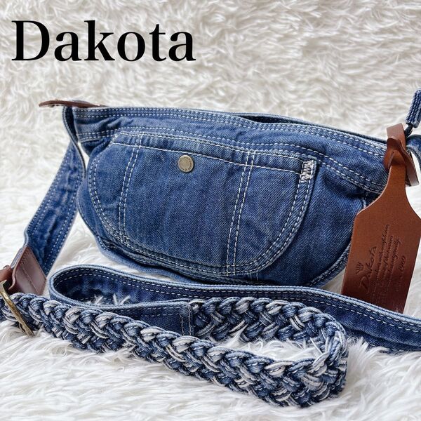 美品 Dakota ダコタ デニム ショルダーバッグ 斜め掛け ポシェット ニケ 斜め掛け レザー ミニ サコッシュ 肩掛け