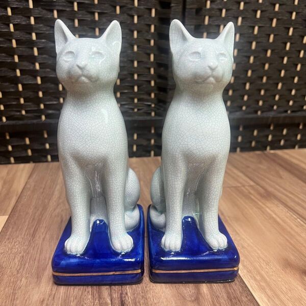 猫のブックスタンド 猫 本立て ブックスタンド 置物 アンティーク レトロ セブンコーポレーション