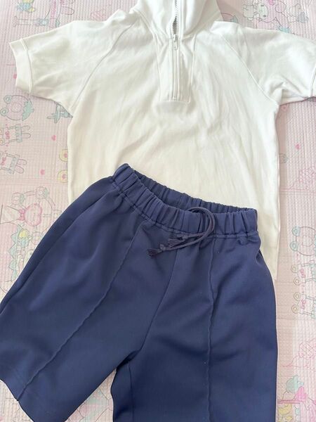 MONZA 体操服 セット 130 白/紺半袖Tシャツ ショートパンツ キッズ