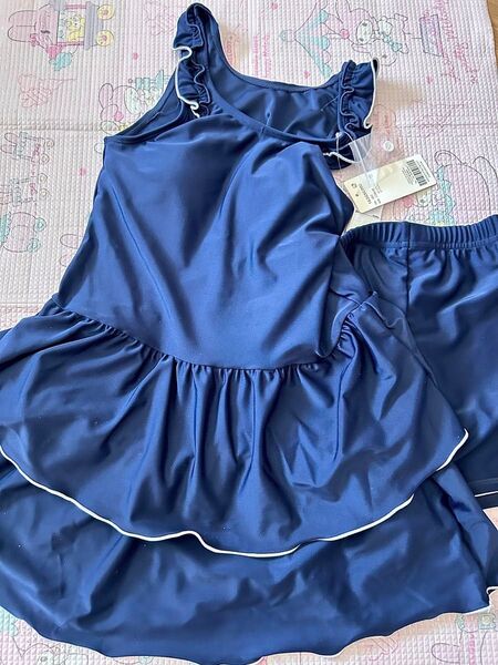 devirock ネイビー UVカット セパレート型 スクール水着 女の子 2点セット 170cm