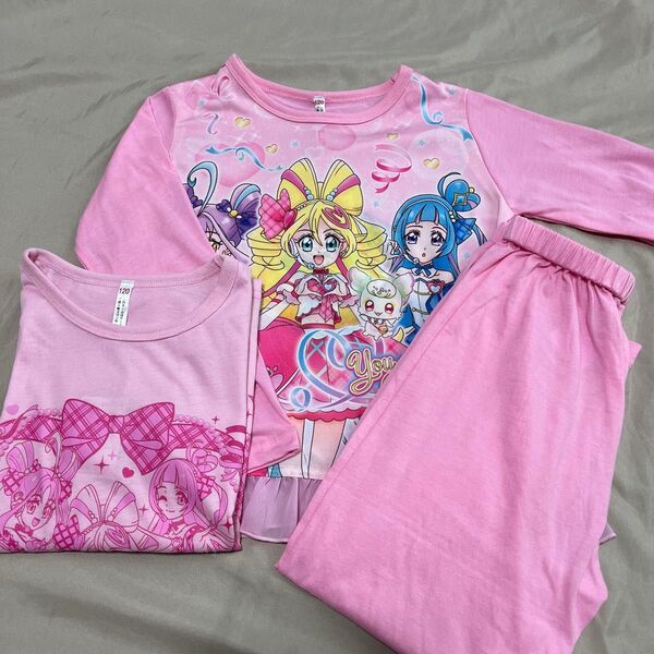 キミとアイドルプリキュア 2トップスパジャマ 2topsパジャマ 光るパジャマ 長袖 半袖 薄手 パジャマ 120cm 新品