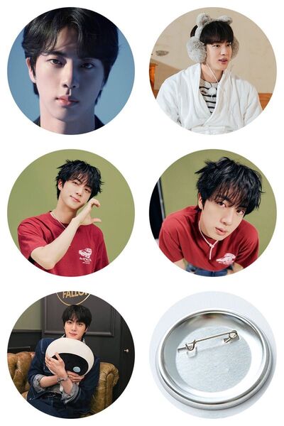 bts ジン 缶バッジ 5点 ピンバッジ 写真 韓国グッズ 缶バッチ