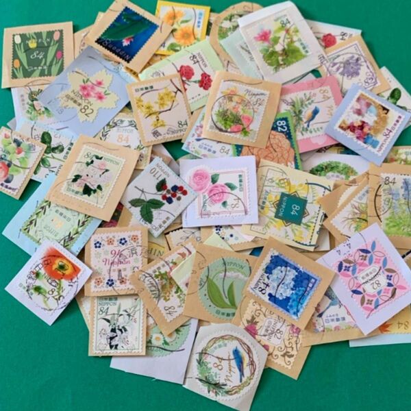 使用済み花の切手 まとめ売り 100枚
