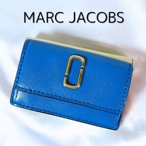 MARC JACOBS マークジェイコブス 三つ折り財布 スナップショット ミニウォレット バイカラー ブルー レザー コンパクト