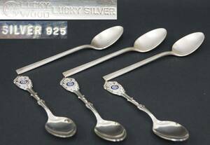 【閑】LUCKY WOOD ラッキーウッド LUCKY SILVER / ROTARY INTERNATIONAL SILVER925 / ティースプーン二種 まとめて六本セット☆時代物■