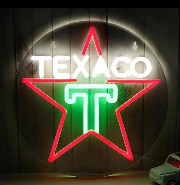Texaco ガレージ装飾用ネオンサイン、Texacoガソリンエンジンオイル