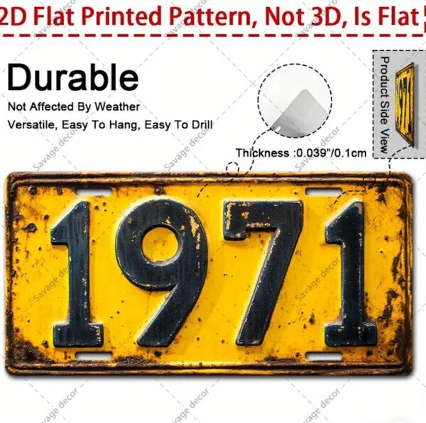 1971 ナンバープレート風 インテリア雑貨 壁飾り ヴィンテージ