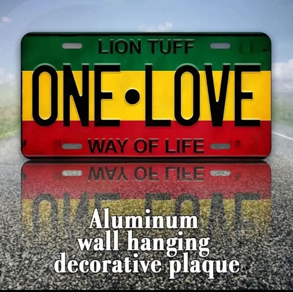 ボブマーリー LION TUFF ONE LOVE WAY OF LIFE ラスタカラー ナンバープレート 壁掛け 飾り板