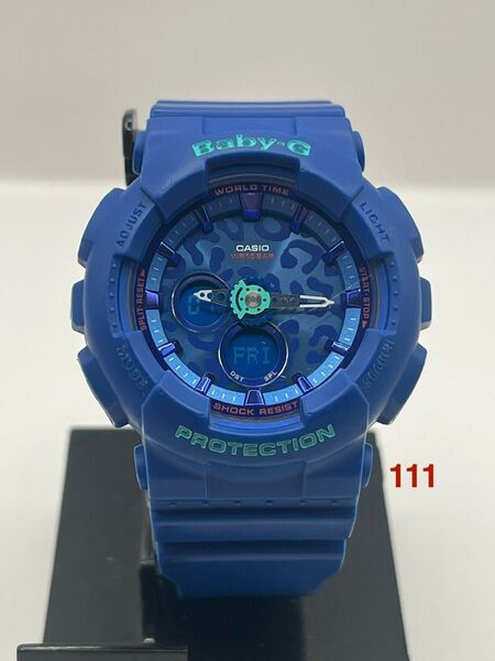 CASIO G-SHOCK baby-G レオパードシリーズ ブルー 電池交換済です Gショック アナデジ カシオ 腕時計