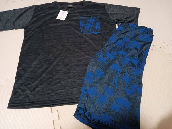 【ルームウェア L】 半袖Tシャツ ハーフパンツ 上下セット 涼しい DRY 薄手 メンズ 紳士 高校生 中学生 夏