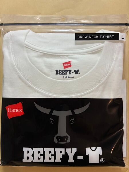 【ヘインズ】ビーフィー Tシャツ Lサイズ ホワイト綿100 白 男女兼用 半袖 Hanes ユニセックス