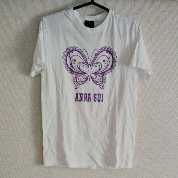 ANNA SUI Tシャツ ホワイト パープル 蝶 Мサイズ