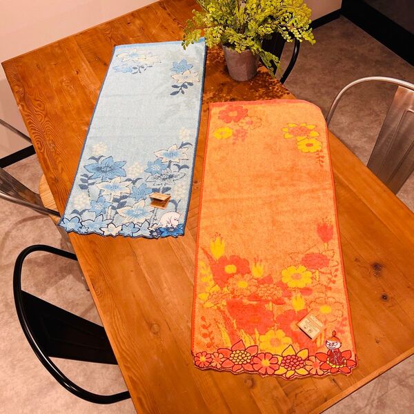 【新品2枚セット】ムーミン&リトルミィ フェイスタオル 約34×80cm クラシカルレッド&ブルー