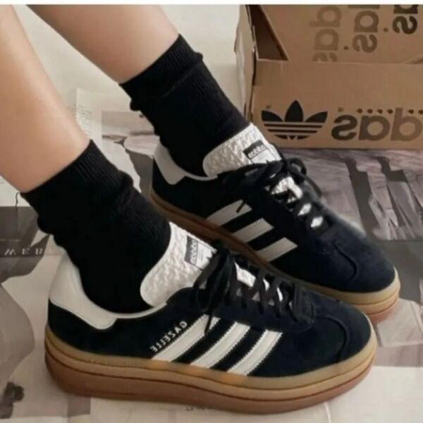 ADIDAS W GAZELLE BOLD BLACK WHITE IE0876 23.5