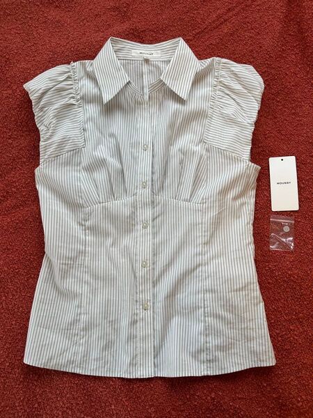 【新品未使用】MOUSSY マウジー PIN STRIPE FIT シャツ サイズ1 M 半袖シャツ トップス ストライプ