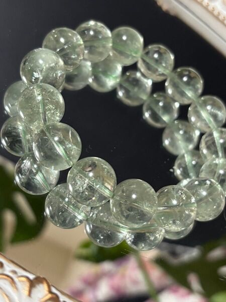 高品質グリーンクリスタル水晶☆ ブレスレット 水晶 天然石