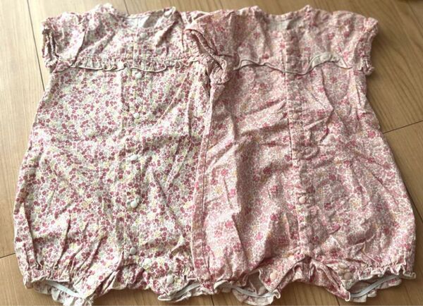 ロンパース 綿 小花柄 70㌢