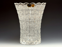 ボヘミア Bohemian Glass クリスタルガラス フラワーベース PBO24％ 花器 花生 花瓶 硝子 ガラス工芸 西洋美術 現代工芸　b8342o_画像3