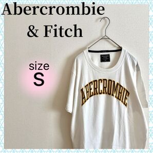 【極美品】アバクロンビー&フィッチ メンズ 白 Tシャツ トップス カットソー 半袖Tシャツ 男女兼用 ロゴ ユニセックス S