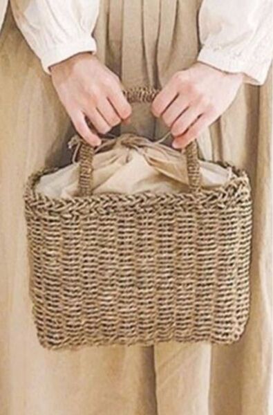 サマンサモスモス 水草 バック 天然素材 ハンドメイド レザー カゴバック