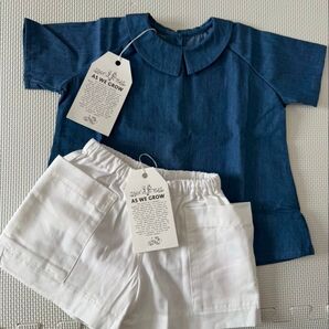 AS WE GROW 襟付きシャツ ショートパンツセット 海外子供服