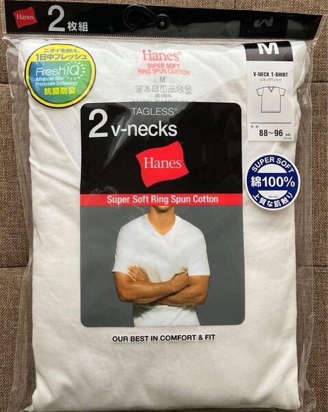 【新品】Hanes VネックTシャツ Mサイズ 2枚組 ホワイト
