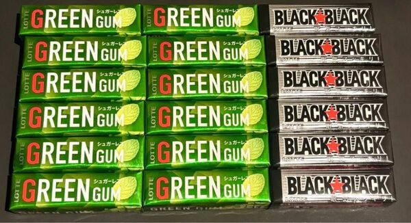 ロッテ グリーンガム ブラックブラックガム LOTTE GREENGUM BLACKBLACKGUM 18個セット