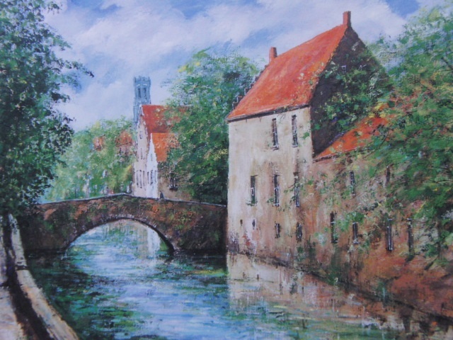 Masahiro Ito, [Canal of Bruges], From a rare large-format framed art book, Beauty products, Japanese painter, Brand new with frame, postage included, painting, oil painting, Nature, Landscape painting
