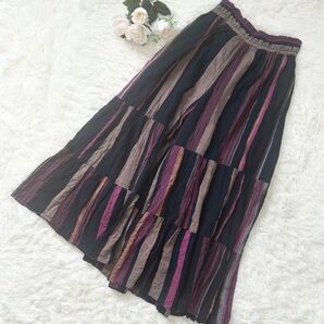 【洗える!】ne Quittez pas ストライプワイドパンツ スカパン