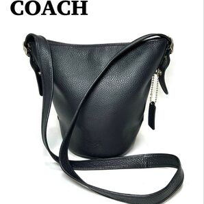 COACH コーチ ショルダーバッグ バケツ 馬車ロゴ型押し ブラック