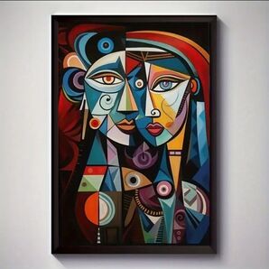 パブロ・ピカソ キュビズム 抽象画 アクリル画仕様キャンバス画ア-トポスター 20cmx30cm