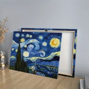 ゴッホ 星月夜 アクリル画仕様キャンバス画ア-ト 油彩画 風景画 フレ-ム付き