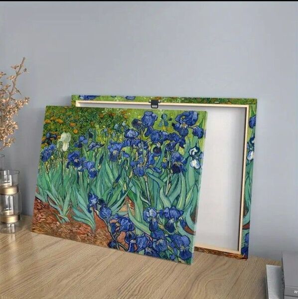 ゴッホ アイリスの花 アクリル画仕様キャンバス画ア-ト 油彩画 風景画 フレ-ム付き