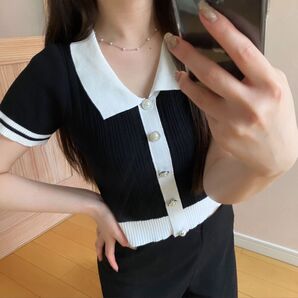DAZY ブラウス オフィス 大人 トップス きれいめ 前ボタン GRL 半袖 ショート丈 細見え