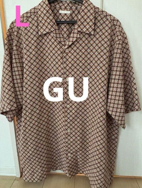 【夏服】GU ジーユー メンズ 半袖 シャツ Lサイズ/薄茶色