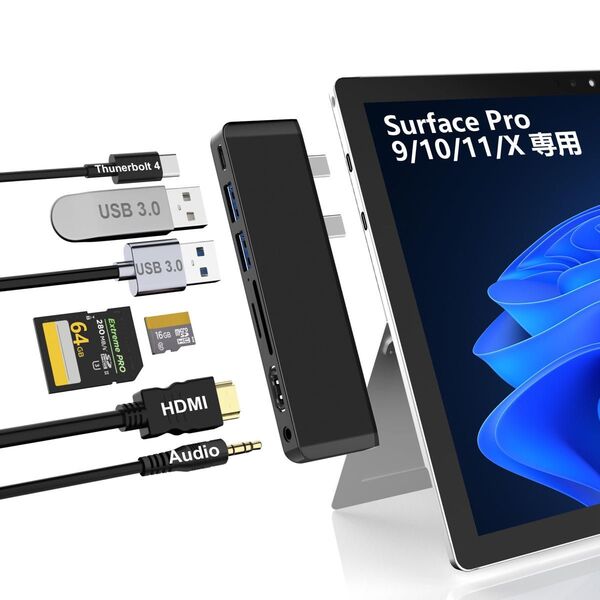 Surface Pro 9/10/11/X USB ハブ 4K HDMI