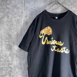 ドミノピザ UNIQLOユニクロ 美味しそうなピザのイラスト ドミノピザ ユニクロ プリントTシャツ 半袖 黒 M 半袖Tシャツ