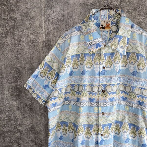 【THE GARMENT PIECE】ディズニー アロハシャツ ミッキー柄 総柄 半袖シャツ ハワイアン アロハ L 南国風
