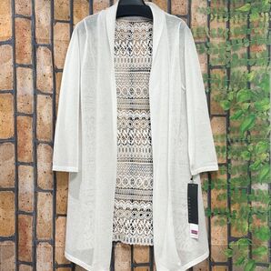 【新品】Sale!!ホワイト カーディガン 七分袖 レース付き 40 婦人服