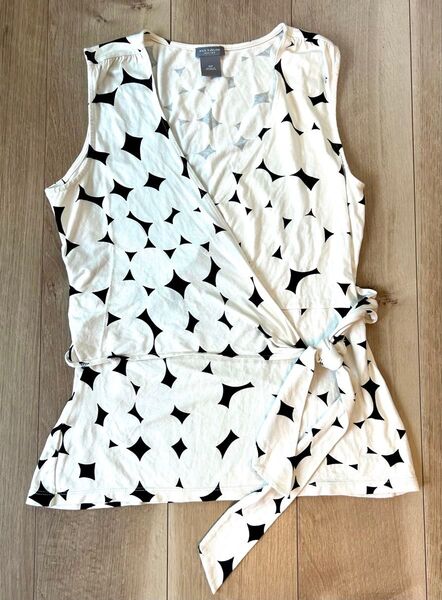 ANN TAYLOR カシュクールストレッチリボンカットソー ノースリーブ