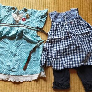 ベビー服80サイズ 3着セット 女の子 ワンピース レギンス anyFAM ラグマート 水色 青色