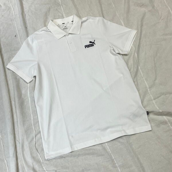 新品未使用品 ★プーマ PUMA★メンズ Lサイズ 『ESS ピケポロシャツ』 半袖ポロシャツ 白ホワイト 589028/02