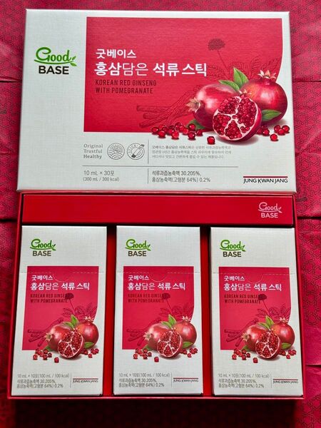 正官庄6年根高麗人参GoodBASE 紅参スティック ザクロ 10ml×30包